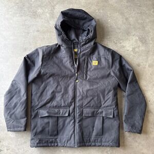 CAT‎ Caterpillar Men's Jacket Quilted Insulated Oxford Hooded Green Water Wind
